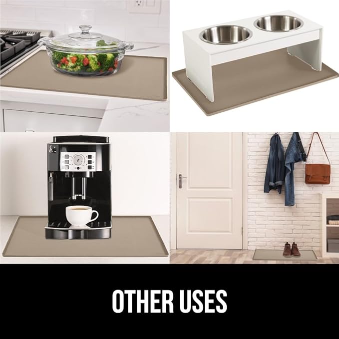 GORILLA GRIP Waterproof Silicone Under Sink Mat with Raised Lip for Kitchen and Bathroom, Cabinet Shelf Liner Stay in Place Mats Dishwasher Safe Drawer Liner, Organizer Tray, 15 x 22 in, Beige
