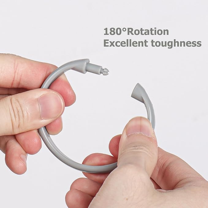 Grey Shower Curtain Hooks Rings, Plastic Shower Curtain Hooks - Image 3