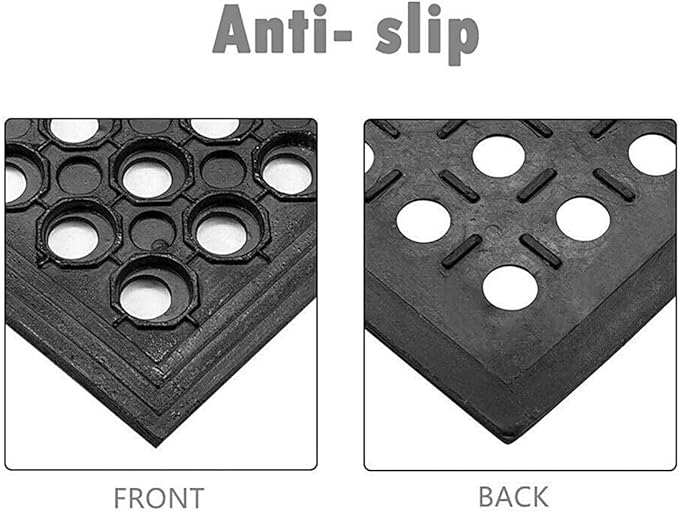 MYOYAY 83"x 36" Commercial Anti-Fatigue Drainage Rubber Mat Roll Non-Slip Rubber Drainage Mat Heavy Duty Commercial Restaurant Bar Rubber Floor Mat with Holes Non-Slip Wet Area Use Door Mat Black
