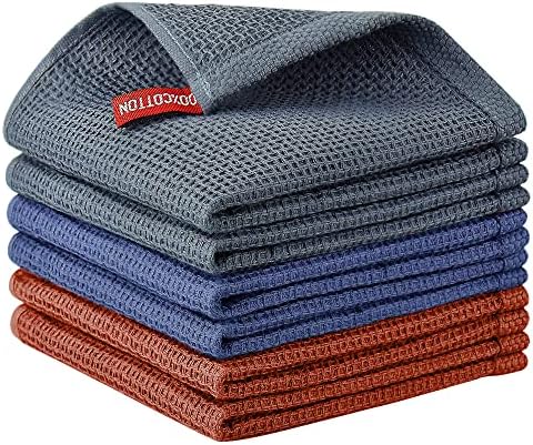 Nialnant 100% Cotton Dish Rags, 6 Pack Absorbent Kitchen Towels by Nialnant