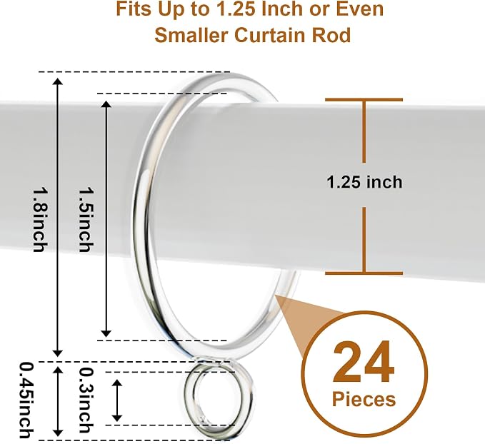24 Pack Silver Metal Curtain Rings - Image 2