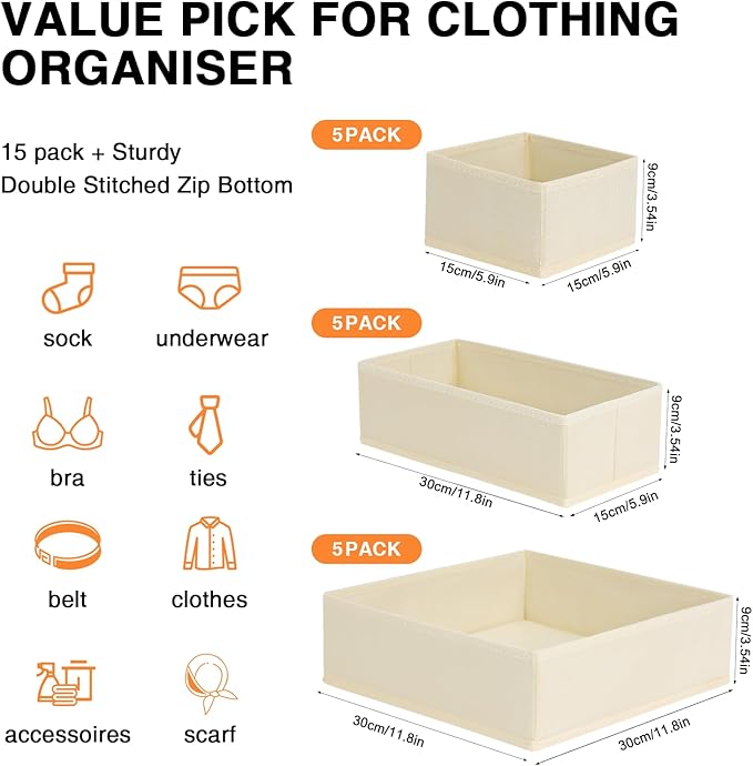 DIMJ Drawer Organizer Clothes 15 Pack - Image 2