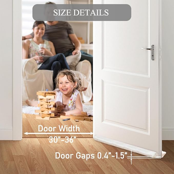 GDHOMM Door Draft Stopper, Weather Stripping Door Seal Adjustable 30"-36" - Image 3