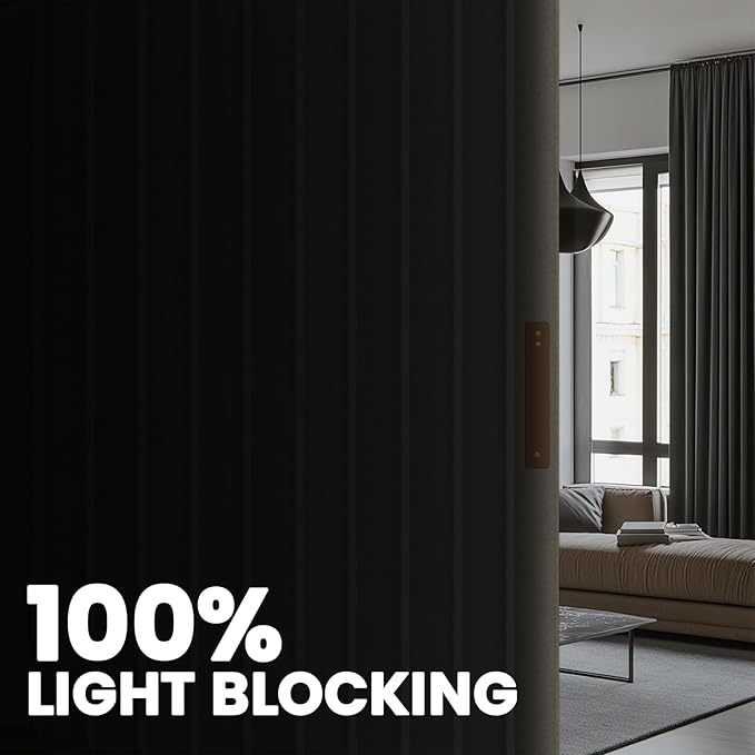 AJAZZ 100% Blackout Room Divider Curtains Screen Partitions, Blackout Sound Reducing Divider Room Panel for Doorway Glass Window Sliding Door Patio(Cream White, W100 x L84, 1 Pack)