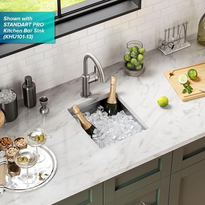 KRAUS Oletto Single Handle Kitchen Bar Faucet in Spot Free Stainless Steel - Image 8