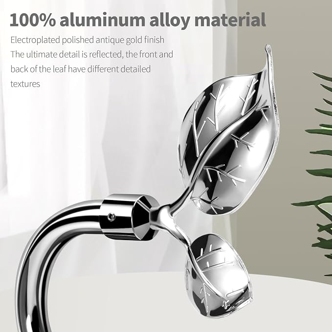 HIKMLK Leaf Shaped Curtain Tieback Holdbacks 2pcs, Handmade Metal Curtain Side - Image 2