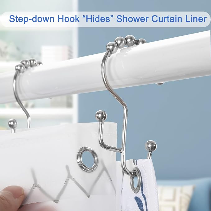 Shower Curtain Rings, SUTINE Shower Curtain Hooks, Stainless Steel Sliver - Image 5