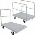 Steel Panel Truck Cart 36x24 inch, 2 in 1 Industrial Grade Platform Truck with 2200 LBS Capacity, Heavy Duty Drywall Dolly with 2 Removable Side Handrails & Swivel Wheels