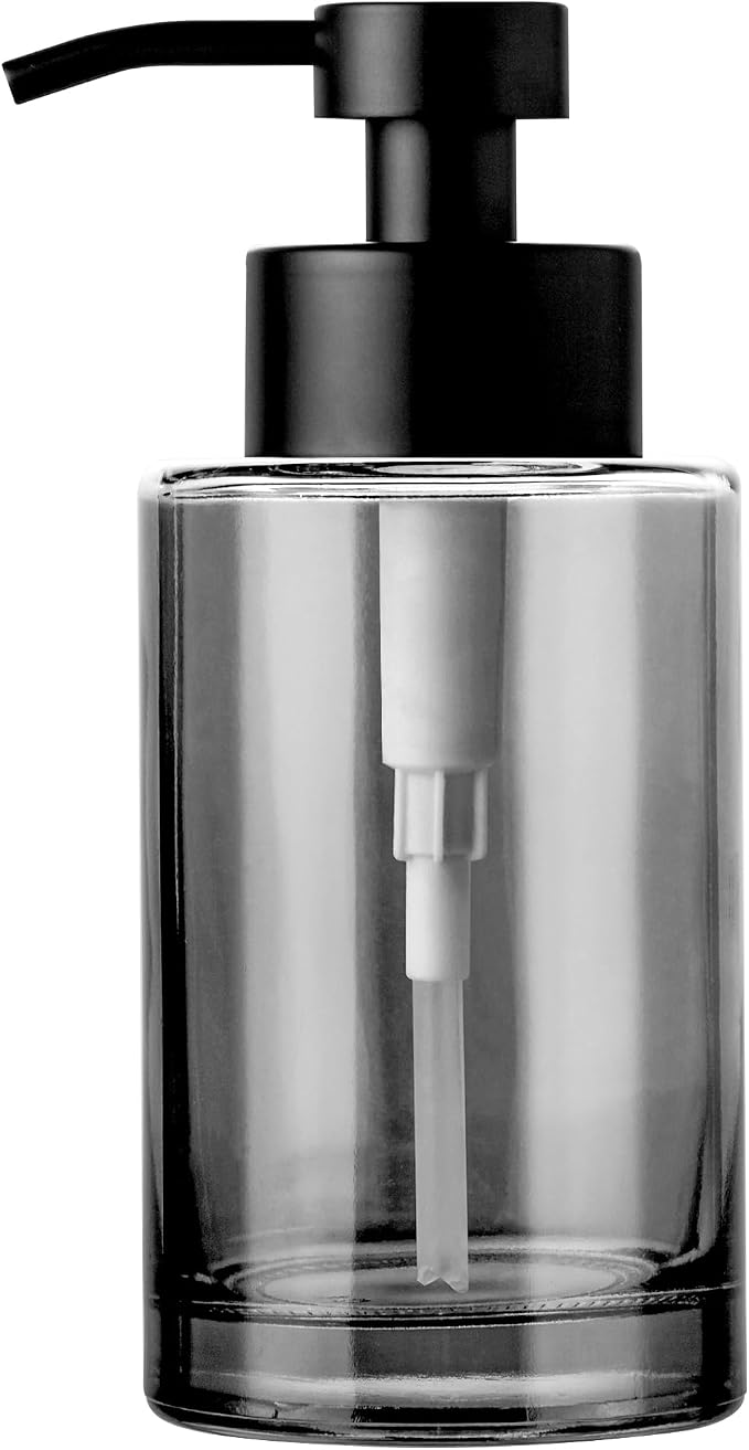 Enra Black Soap Dispenser, Glass Liquid Soap Pump by Enra