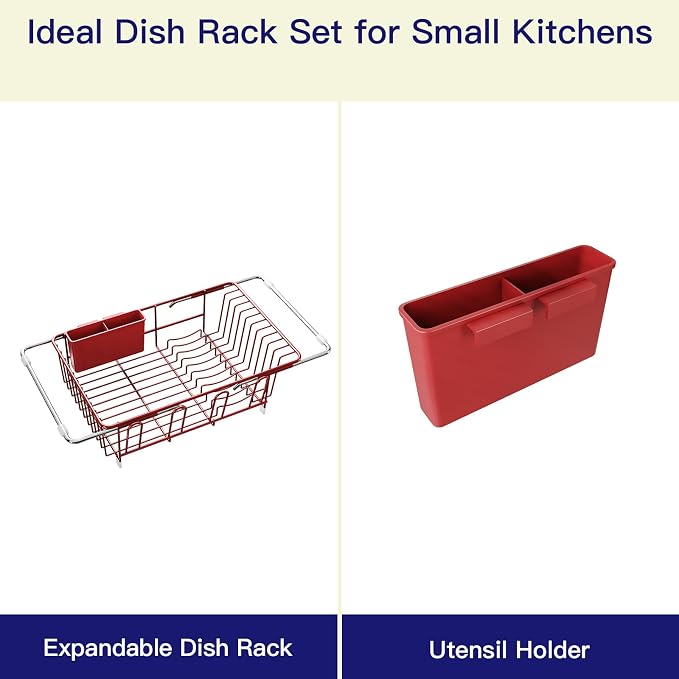 Red Dish Drying Rack Over The Sink - Image 9