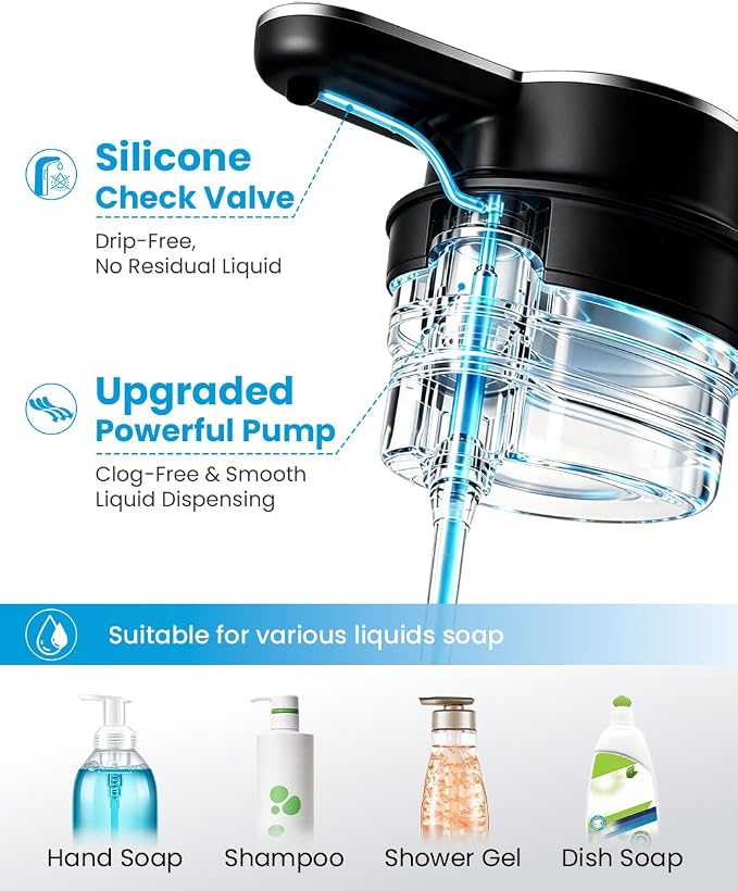 Touchless Automatic Liquid Soap Dispenser, Rechargeable Black | 410 mL - Image 4