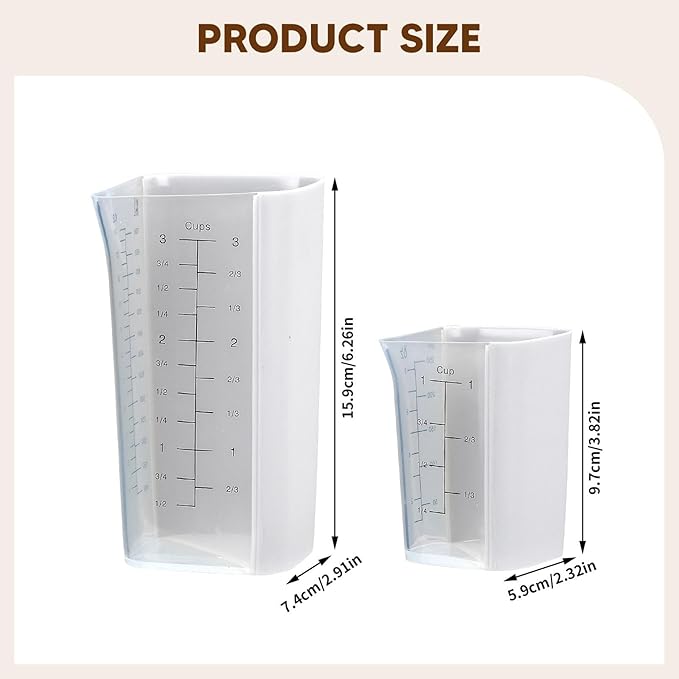 2Pcs Measuring Cups Containers Versatile Silicone 750ml 250ml Kitchen Tools Liquid Flour Milk Measuring Cups for Cooking