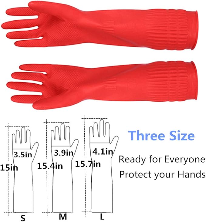 Rubber Cleaning Gloves Kitchen Dishwashing Glove 2-Pairs And Cleaning Cloth - Image 2
