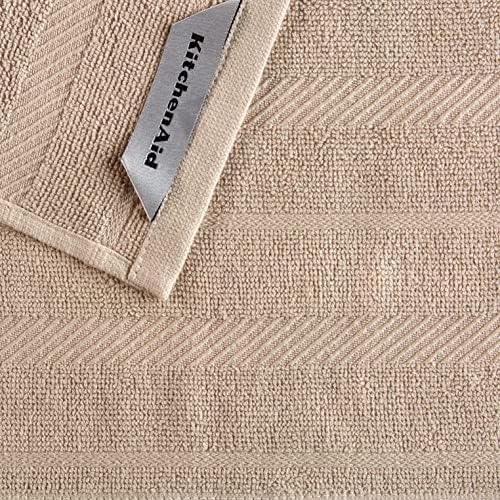 KitchenAid Albany Dishcloth 8 Pack Set, Milkshake Tan/White - Image 3