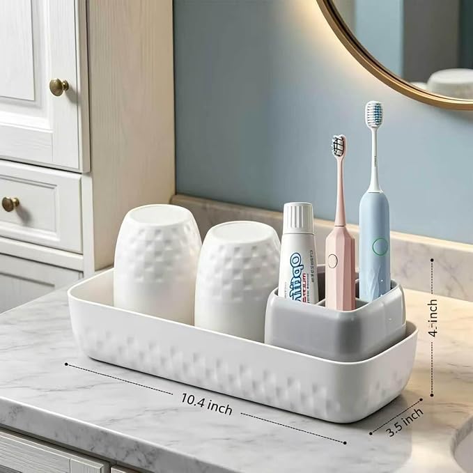 Toothbrush Holder with Cups, Electric Toothbrush and Toothpaste Organizer - Image 3