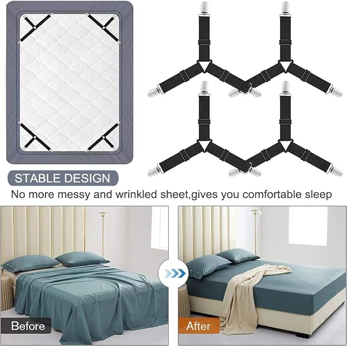 Bed Sheet Holder Straps, Upgrade Non Slip Sheet Clips, Fitted Sheet Holders - Image 4