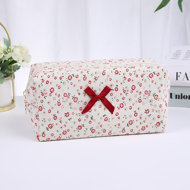 Large Pencil Case, Quilted Cotton Pencil Pouch, Cute Floral Pen Bag - Image 5