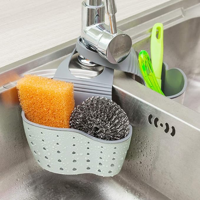 EC ELEGANTCHARM Kitchen Sink Caddy Sponge Holder Silicone Plastic Soap Holder - Image 7