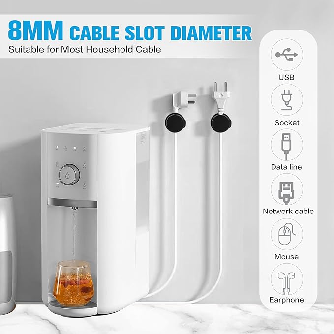 6PC Cord Organizer Holder for Desk, New 360° Rotatable Spring Cable Clips | - Image 6