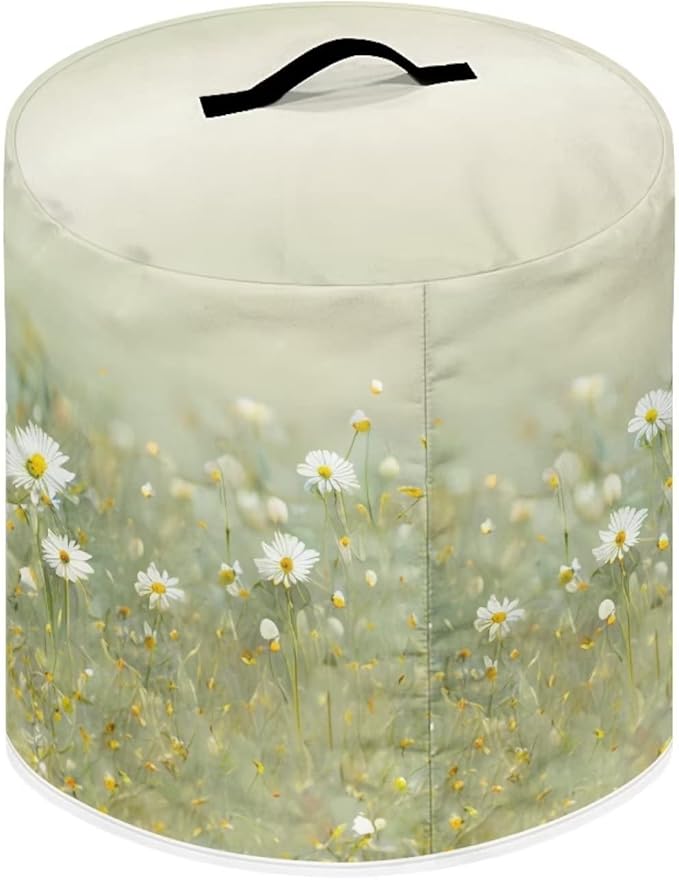 Insulated Pressure Cooker Appliance Cover, Also Fit for Rice Cooker, Air Fryer and Crock Pot, 6 Quart Dust Cover with Pocket for Kitchenware and Recipes, Washable, Daisy Floral Green