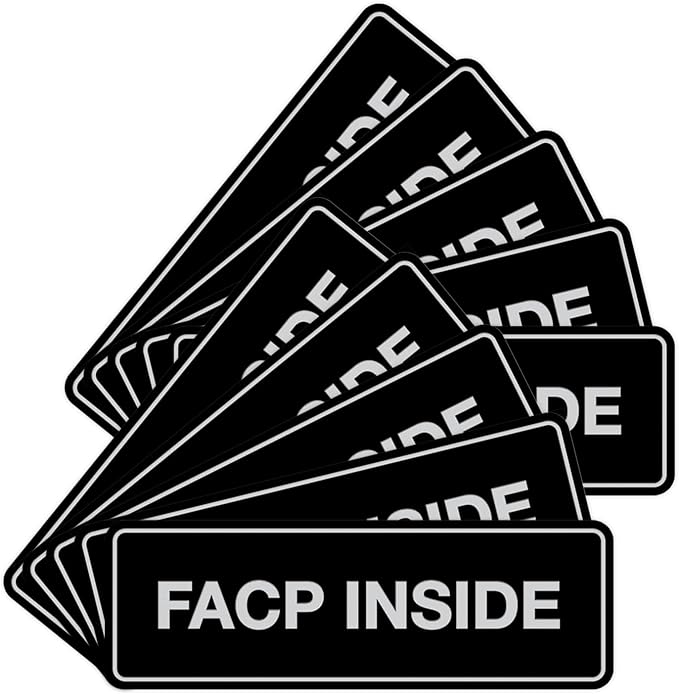 Signs ByLITA Standard FACP Inside Sign | Fire Safety Signage (Black/Silver) - Large 10 Pack