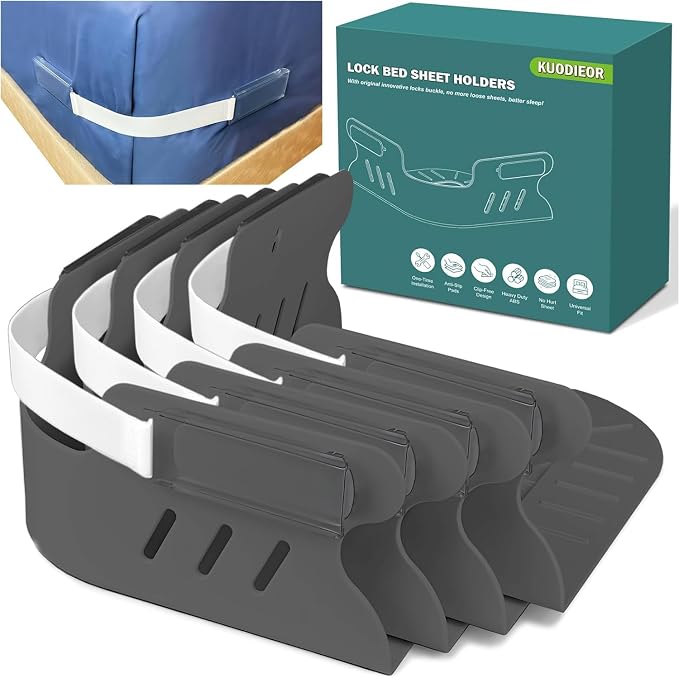 Bed Sheet Holders for Corners, No More Loose Sheets, Easy Installation for Any by KUODIEOR