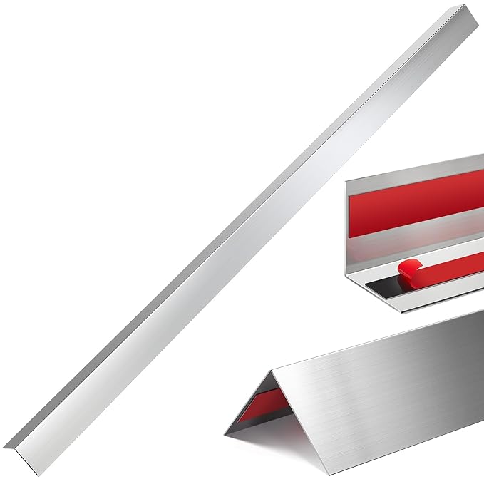 Therwen 10 Pcs 304 Stainless Steel Wall Corner Guards 1.5 x 1.5 x 36 Inch Self Adhesive Heavy Duty Corner Protector Trim with 90 Degree Angle for Wall Protection Metal Edge Guard