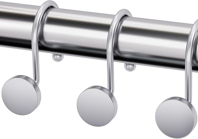 AmazerBath Shower Curtain Hooks Chrome Shower Curtain Rings, Heavy Duty Modern - Image 9