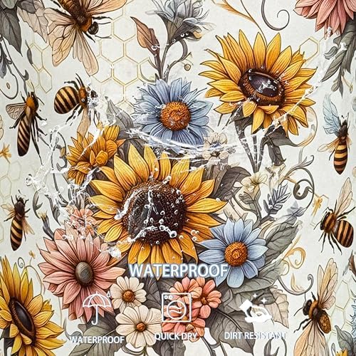 Bee Sunflower Laundry Basket Flower Foldable Waterproof Oxford Cloth - Image 4