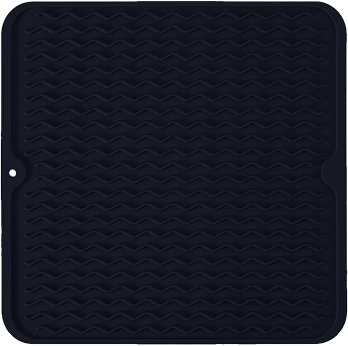 Silicone Dish Drying Mat, Non-Slip Easy Clean Sink Mat, Dark Blue, Large by MODENGKONGJIAN