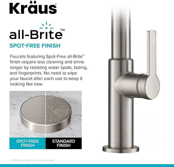 KRAUS Oletto High-Arc Tall Single Handle Pull-Down Kitchen Faucet in Spot Free - Image 4