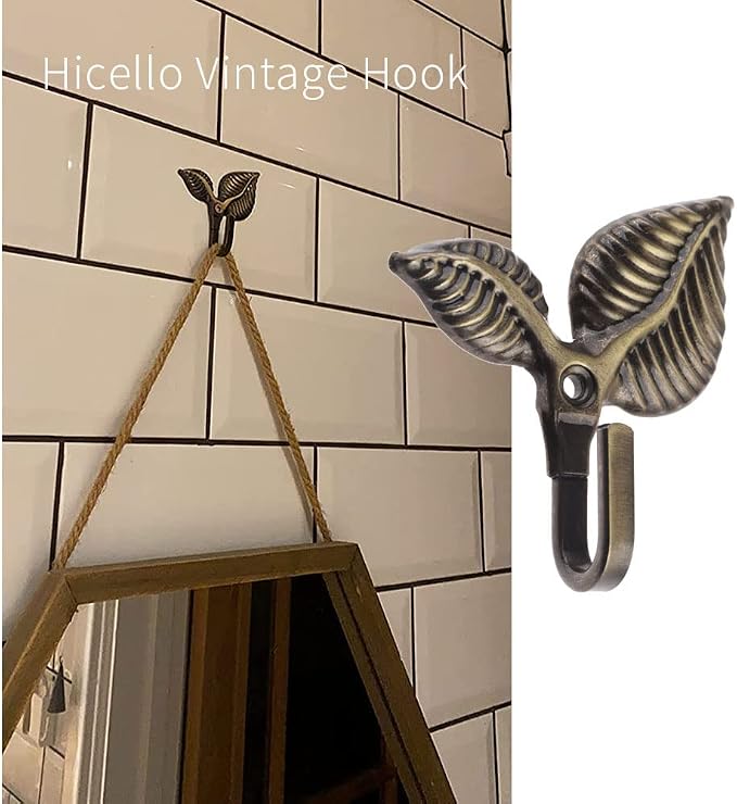 Curtain Tiebacks Small Lightweight Hooks, Vintage Bronze Leaf Pattern, 4x2 Inch - Image 3