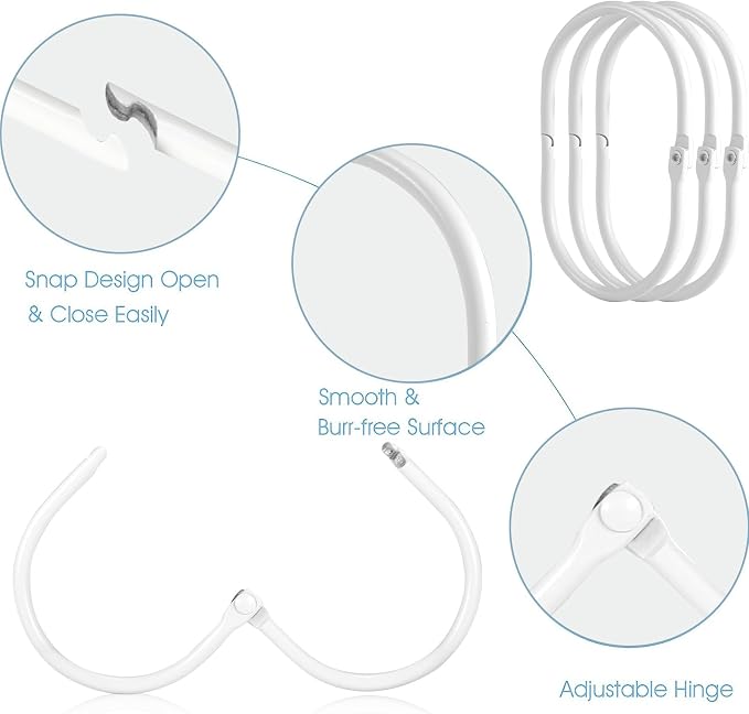 Shower Curtain Rings, Oval Snap Shower Rings - Image 4