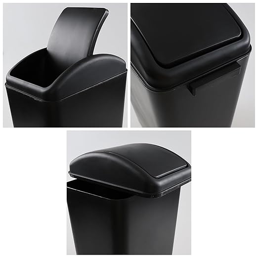 3 Packs Kitchen Trash Can with Lid, Garbage Can Waste Basket for Bathroom Bedroom Living Room, 4.5 Gallon, Black