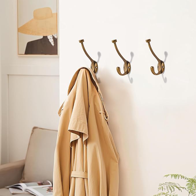 The 3 Pack 5-1/2 inch Antique Brass Coat Hook zinc Alloy mudroom Hooks is - Image 3