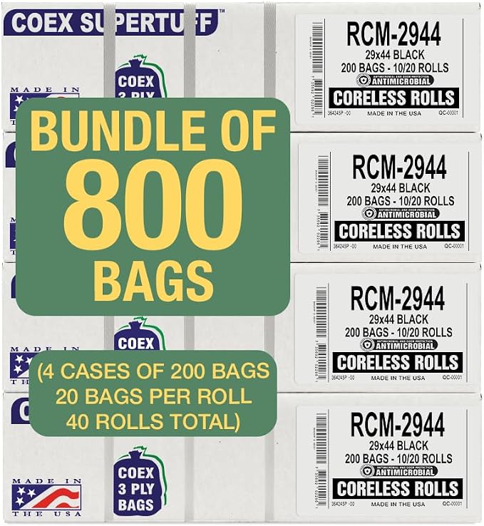 Aluf Plastics 26 Gallon For Slim Jim 1.25 MIL Black Heavy Duty Trash Bags - Image 9