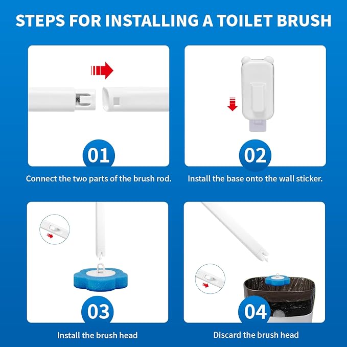Disposable Toilet Brush with 48 Refills, Toilet Cleaning Supplies, Toilet Wand - Image 8