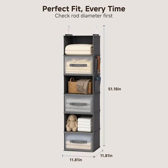 6-Shelf Hanging Closet Organizer - Image 3