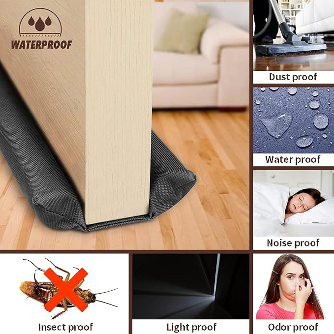 Waterproof Twin Door Draft Stopper Adjustable Size 30" to 36" Weather Stripping - Image 6