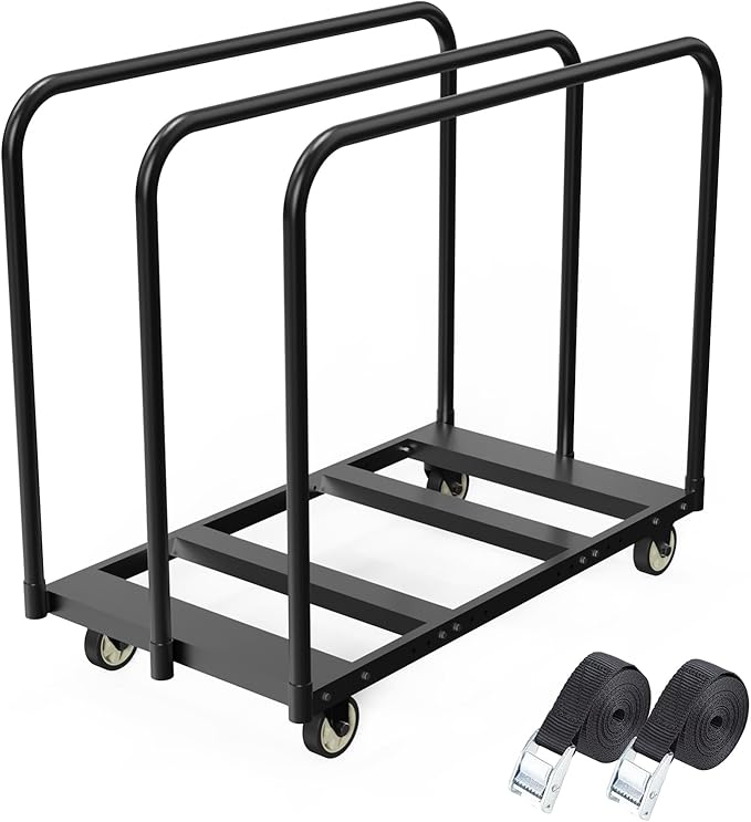 Folding Table Cart, Table Dolly with Swivel Caster Transport 6-8PCS Rectangular,Round Folding Tables 24In Width Panel Cart Have 3 Pole for Separating Area&Detachable Design Easy to Through Doorway