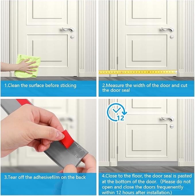 Ainiv Door Draft Stopper Under Door Seal, Adhesive Under Door Sweep Weather - Image 7