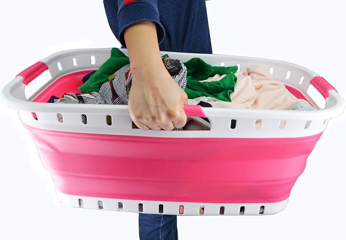 SAMMART 30L Collapsible 3 Handled Plastic Laundry Basket - Image 6