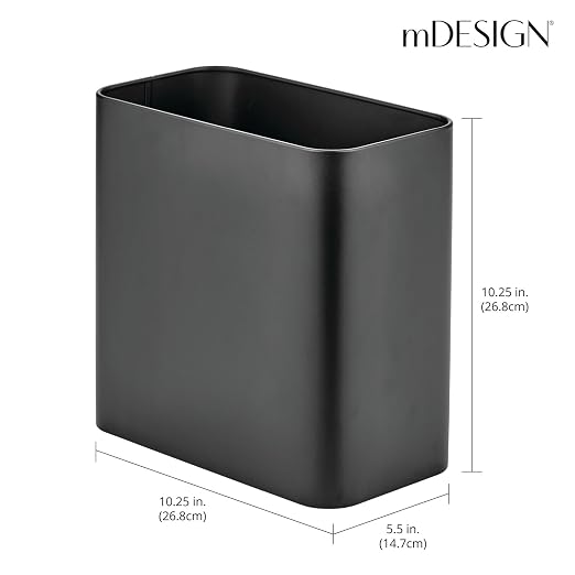 mDesign Small Metal 2.4 Gallon/9 Liter Trash Can Wastebasket Garbage Bin - Image 3