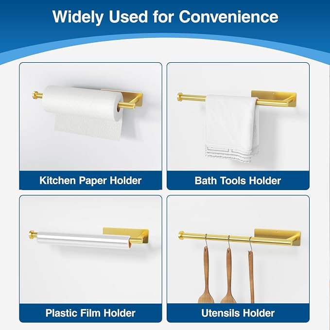 Paper Towel Holder, Self-Adhesive or Drilling， White, 1 Pack - Image 4