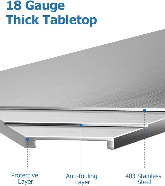 36" x 24" Stainless Steel Work Table NSF Certified Heavy Duty Commercial Kitchen Prep Table with Undershelf & Caster Wheels for Home, Restaurant, Hotel, Silver