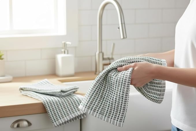 Serafina Home Sage Green Kitchen Dish Towels- Set of 3 100% Cotton Soft - Image 7