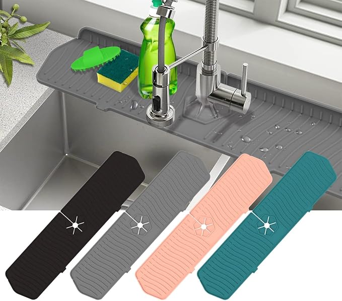 Kitchen Faucet Sink Splash Guard, Sink Draining Pad Behind Faucet, Rubber - Image 5