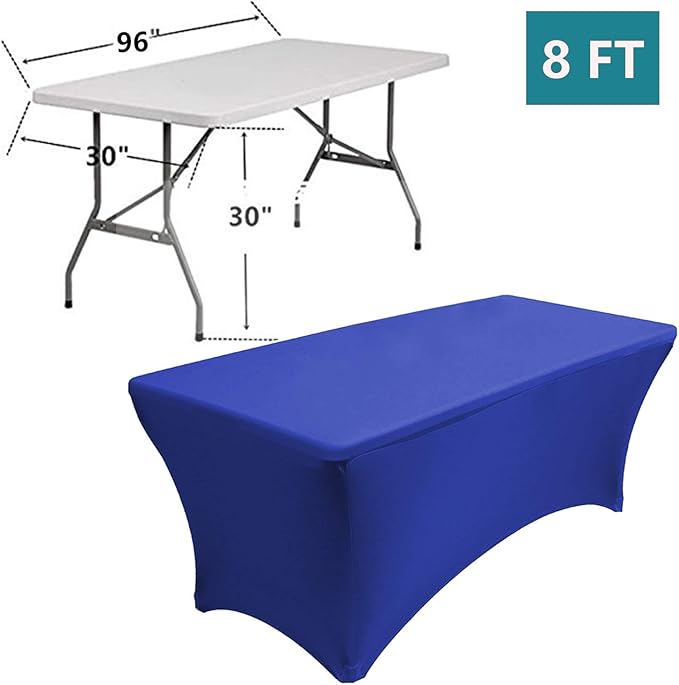RELIANCER 2 Pack Stretch Spandex Table Covers for Rectangular Tables,8FT Elastic Fitted Tablecloth,Universal Rectangular Table Cloth Protector for Outdoor Party,Wedding,Bar,Birthday,Banquet,Events