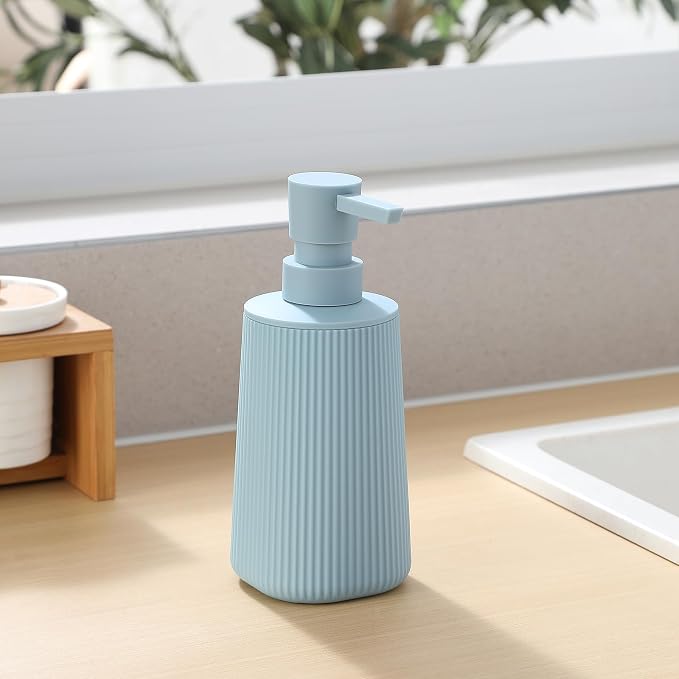 YAUKPH Small Soap Dispenser for Bathroom and Kitchen Light Blue | Modern - Image 5