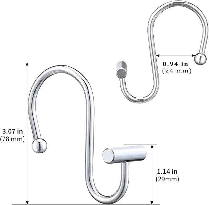 Silver Shower Curtain Hooks, Rust Proof Shower Curtain Rings - Image 5